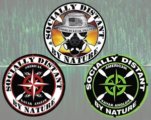 American Kayak Angler Fishing kayak SOCIALLY DISTANT BY NATURE 3 sticker DEAL!! - Picture 1 of 1