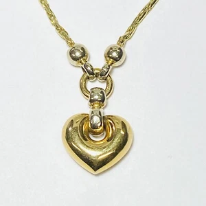 Collar colgante corazón de amor inflado oro 14K de dos tonos Italia 17,75" 7,7 g - Imagen 1 de 10