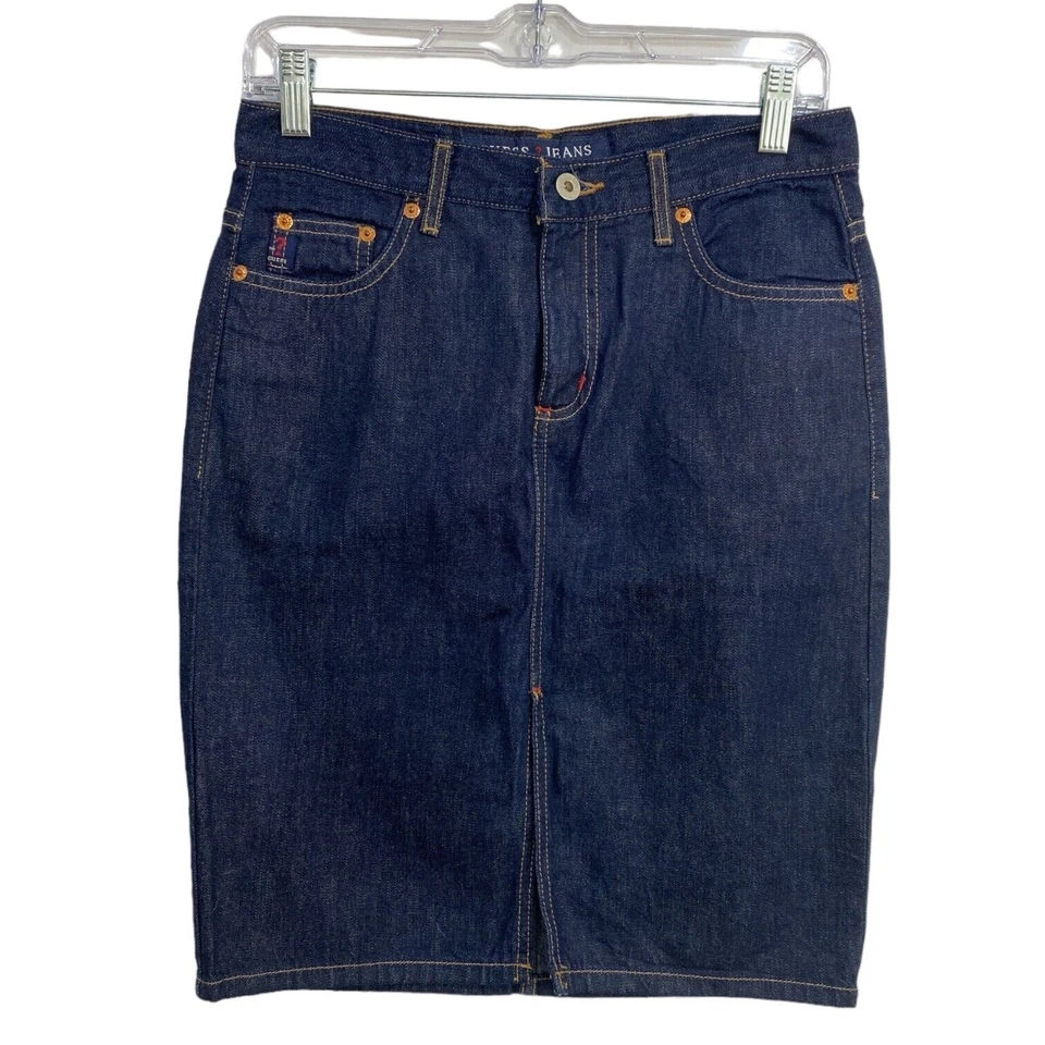 GUESS? Falda vaquera para mujer JEANS talla 26 azul lápiz abertura frontal cintura alta Foto 1 de 4