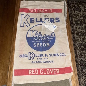 Keller’s Quality Red Clover. Cloth Seed Bag. Very Good Condition ! Free Shipping - Picture 1 of 6