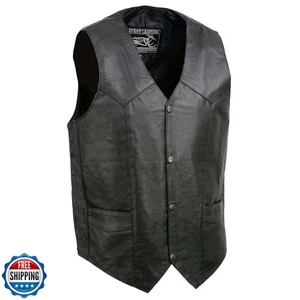 EVENT LEATHER EL1310GO Para hombres Clásico Estilo Occidental Botón a Presión Negro Motocicleta - Imagen 1 de 5