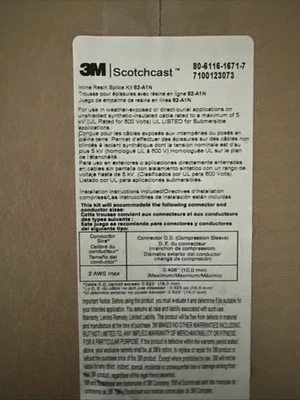 3M Scotchcast Inline Resin Power Cable Splice Kit 82-A1N, 2 AWG Compatible