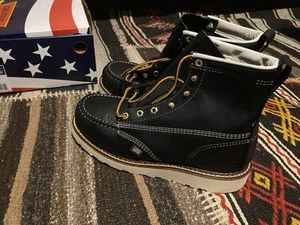 Thorogood Men Size 8 EE 804-6201 Black Leather Steel Toe Wedge Sole - Picture 1 of 9