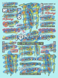 CLEAR VINYL Racing Sticker Sheet 34-R/C MODEL Die-cut-Decal 1/12-1/10-axialram - Picture 1 of 8