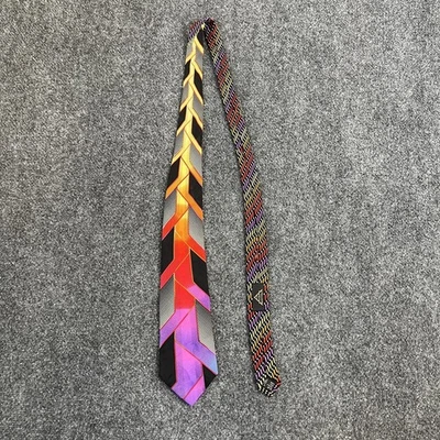 Vitaliano Pancaldi Men's Necktie Tie Silk Red Black Gold Geometric Abstract  - Image 1 of 4