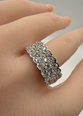 Платиновое кольцо с несколькими рядами натуральных бриллиантов PT950 2,50 карата VS D-F цвет размер 7 - Изображение 1 из 4