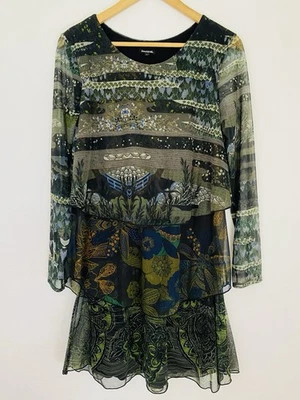 Mini Vestido Desigual Verde En Capas L Transparente Elastizado Bosque Hada Capricho Foto 1 de 4