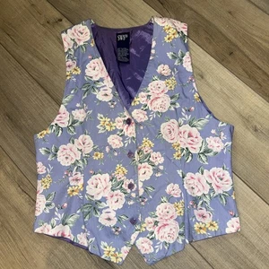 SW8th Gilet Floreale Donna L Lavanda Cottage Core Romantico Country Prairie Boho - Foto 1 di 8