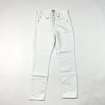 New Damaged J Crew Petite 9” Mid Rise Toothpick Jeans White 24P - Immagine 1 di 4