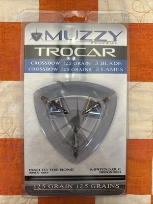 NEE Muzzy Broadheads Trocar 3 Blade 125 Grain Crossbow 1 3/16 Inch Diameter - Image 1 of 2