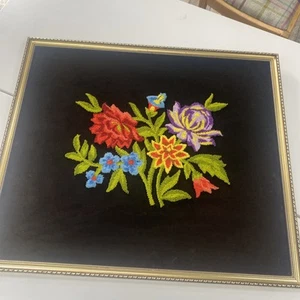 Large Colourful Latch hook Wall Art Picture Vintage Framed Statement Piece - Picture 1 of 5