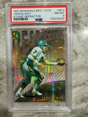 John Elway 1996 Bowman's Best Cuts refractor atómico #BC7 PSA 8 Broncos Foto 1 de 3