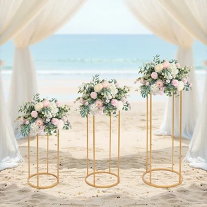 Un Juego de 3 Estantes Cilíndricos para Flores Oro Fiesta Decoración Soporte Metal para Flores - Imagen 1 de 13