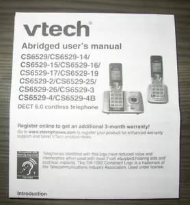 VTech sistema telefonico cordless CS6529 parte di ricambio manuale utente ridotta - Foto 1 di 6