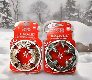 Lote de 2 Yankee Candle Illuma Tapa Tarro Topper Muñeco de Nieve y Copos de Nieve NUEVO Navidad  - Imagen 1 de 5