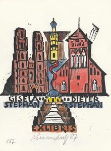 Exlibris - ULLRICH BEWERSDORFF - For Gisels & Dieter Stephan - Church - Signed - Bild 1 von 1
