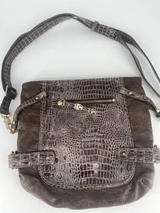 Jessica Simpson Purse Brown Crocodile Embossed Crossbody Shoulder HandBag - Picture 1 of 6