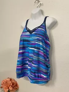 NWOT Free Country WOMEN'S Multicolor Padded Tankini Swim Top Sz XXL (18) - Picture 1 of 6