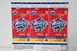 1998 NEW YORK NY METS PHANTOM NATIONAL LEAGUE WORLD SERIES TICKETS 3 UNCUT SHE - Picture 1 of 2
