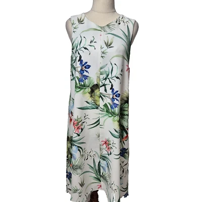 Veronika Maine Dress Womens Size 10 White Floral Shift AUS Made Lightweight - image 1 of 4