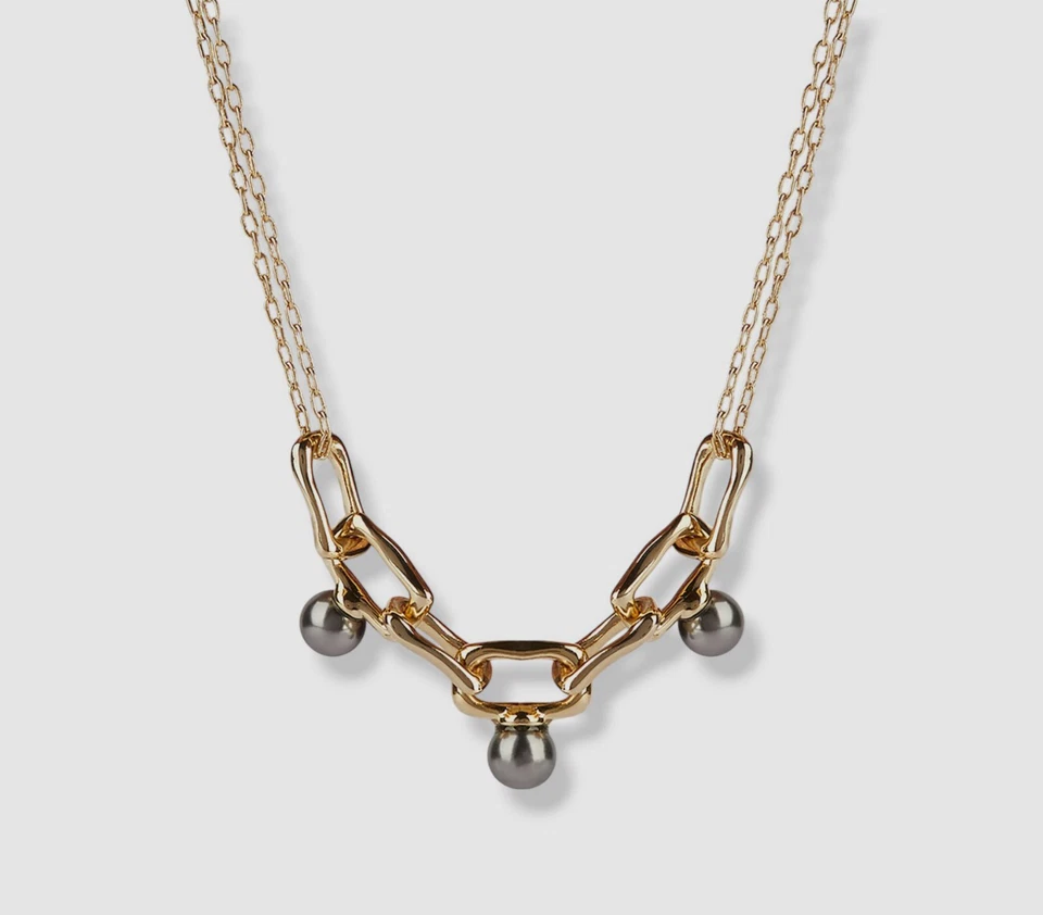 Collar de cadena de perlas de imitación enchapado en oro de 10 quilates Alexis Bittar para mujer Foto 1 de 1