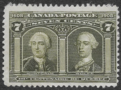 MMK Philately: Canada Scott #100 Mint HH F Gen. Montcalm and Wolfe 7c SCV $150 - Image 1 of 2