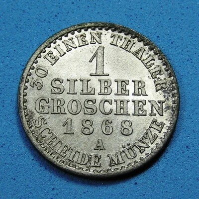 Prussia German States 1 Groschen 1868-A very nice high grade, Combined Shipping - Image 1 of 2