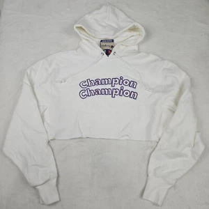 Champion Reverse Weave Long Sleeve Cropped White Hoodie Women's Size Medium - Picture 1 of 15