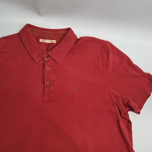 John Varvatos Polo Shirt Mens M Maroon Light Breathable Cotton Peace Sign Logo - Picture 1 of 9