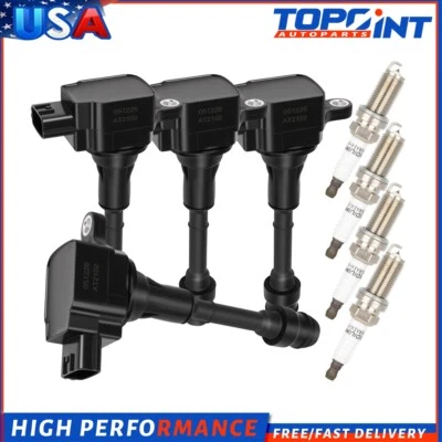 Kit de 4 bobinas de ignição e vela de ignição para 2002-2006 Nissan Sentra Altima 2.5L L4 - Imagem 1 de 4