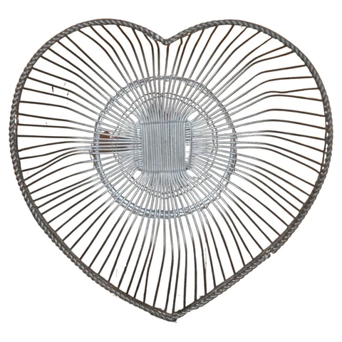 Vintage Heart Shaped Wire Basket American Folk Art Egg Basket Fruit Kitchen 8" Cover