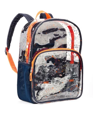WONDER NATION Brand New Clear Space Travel Orange and Blue 16" Backpack