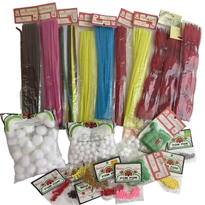 Vintage Lot Of Craft Pom Poms Chenille Stems Darice & Others Variety Of Sizes - Picture 1 of 7