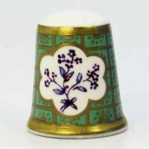ROYAL WORCESTER FINE CHINA THIMBLE HISTORICAL PATTERNS 'SEA GREEN PUCE' (TM230) - Picture 1 of 5