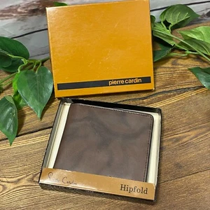 VTG Pierre Cardin Boutique Men Leather Hipfold Wallet Deadstock Gift Box NEW - Picture 1 of 13