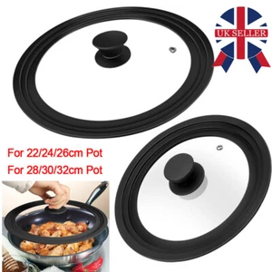 Universal Silicone Glass Lids Saucepan Frying Pan Lid for 22/24/26/28/30/32cm~ - Picture 1 of 17