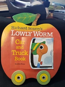 Richard Scarry's Lowly Worm: Car & Truck Book (1983) w/ Movable Wheels RARE - Picture 1 of 3
