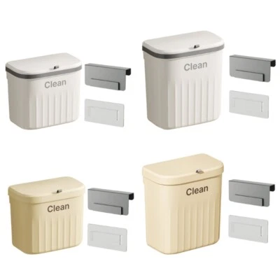Bathroom Trash Can with Lid Garbage Bin Wall Mounted Kitchen Toilet Wastebasket - Image 1 of 4