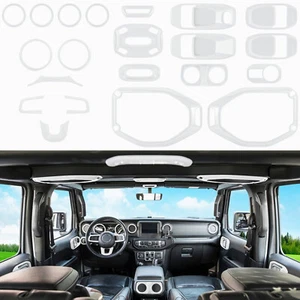 21pcs White Full Set Interior Decoration Trim Kit For Jeep Wrangler JL 2018-2021 - Foto 1 di 9