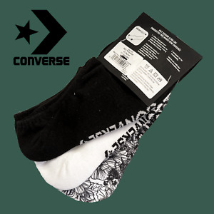 NWT 3-Pair Converse Half Cushion Ultra Low Socks Black White Women's Size 4-10