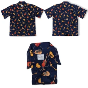 Camisa Hawaiana David Carey Originales Para Hombres XL Azul Marino Guitarra Gráfica Usada en Excelente Condición  - Imagen 1 de 4