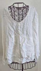 ORVIS Women's White 55%Hemp 45%Tencel Button Long Sleeve Top Shirt Size S - Picture 1 of 7