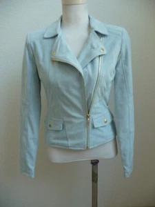 Guess NWT Gayle Blue Faux Suede Moto Jacket Sz XS - Picture 1 of 8