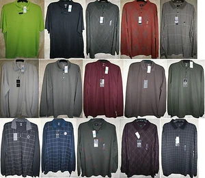 NWT Haggar long short sleeve PoloRugby shirt button zip top Knit soft Polyester - Picture 1 of 38