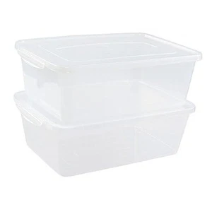 16 Quart Clear Latching Bin with Lid, 2 Pack Multiuse Plastic Container Box - Picture 1 of 7