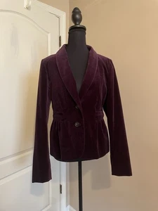 J. Crew Eden Plum Purple Velvet Peplum Blazer Jacket Women’s Size 6 Classic - Picture 1 of 12