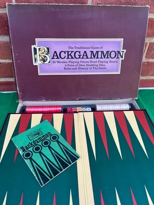 Vintage Traditional Game Of Backgammon Board Game Complete Set With Instructions - Image 1 of 4