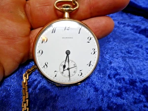 VINTAGE 1914 HOWARD 14K EXTRA GOLDFILLED 17J TASCHENUHR 12S. LÄUFT. NEUER KRISTALL - Bild 1 von 10