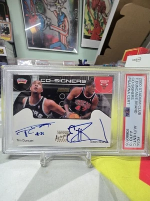 2000-01 Stadium Club Co-Signers Dual Tim Duncan Elton Brand PSA 10 Auto #CS4 - Image 1 of 3