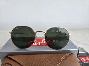 Ray Ban RB3565 JACK SONNENBRILLE POLIERT GOLD & grüne Gläser Herren & Damen £155 - Bild 1 von 6